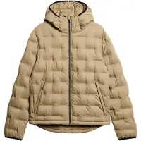 Superdry för män. M5012045A Beige quiltad kappa med huva (XL), Casual, Återvunnen polyester, Hållbar