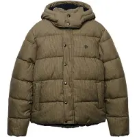 Superdry för män. M5012430A Brun kappa med huva, Premium Check (XL), Casual, Återvunnen polyester