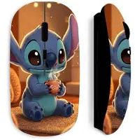 MANIACASE Svart Trådlös Mus Söt Stitch Kaffe