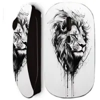 MANIACASE Trådlös mus - Regal Roar - Majestätisk lejon - Lejon tatuering - Svart - WiFi