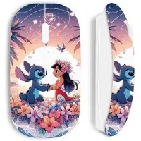 MANIACASE Souris - - Stitch Ohana - Blanc - Sans Fil - Design Ergonomique Confortable