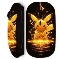 MANIACASE Souris sans fil - Pikachu - Eclair - Noir - Nano clé USB - Portable