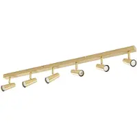LINDBY takspotlight Iluna, 6 lampor, mässing, GU10 Iluna , dimbar, Mässing / guld, Vardagsrum / matsal, Metall, Modern, Spotlight