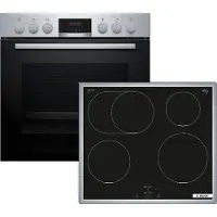 Bosch HEA513BS4 + NIF645CB5E, Induktionshäll med zon, 4 zone(s), Glass-keramisk, Svart, Röra, 58,3 cm