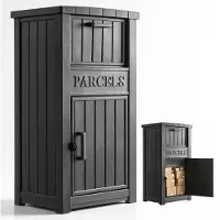 Vevor Paketlåda för utomhusbruk 1121 mm Stor paketlåda Svart, för veranda, trottoarkant och husförvaring, Låsbar Stöldskyddande Vattentät Väderbeständig, Tjock PP Säker Brevlåda för utomhusbruk