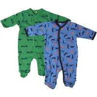 Pippi Baby Pyjamasdräkter M/f - 2-pack - Grön/Blå m. Tryck - - 1½ år (86) - Pyjamasdräkt