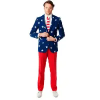 Opposuits Stjärnor och Stripes Kostym Mörkblå Röd Blå Storlek