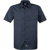 Dickies kortrmad fr herr Work Big and Tall Button Down-skjorta Marinbl 3X-Large Big US
