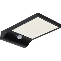 Lucide LED-solcellsutomhusvägglampa Basic med sensor, Svart, Aluminium / grå / zink, Modern, Solcellslampa utomhus